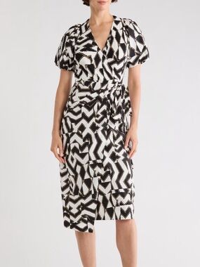 Diane Von Furstenberg Geometric Print Midi Wrap
